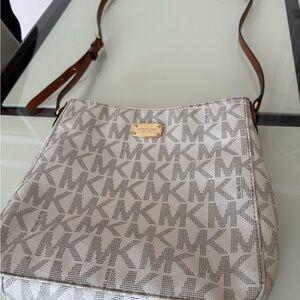 Michael Kors Gray and Tan Crossbody Bag